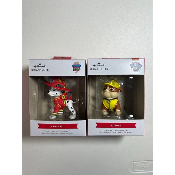 Paw Patrol: The Movie™‎ Hallmark Ornament Bundle Marshall & Rubble New in Box - Picture 6 of 9